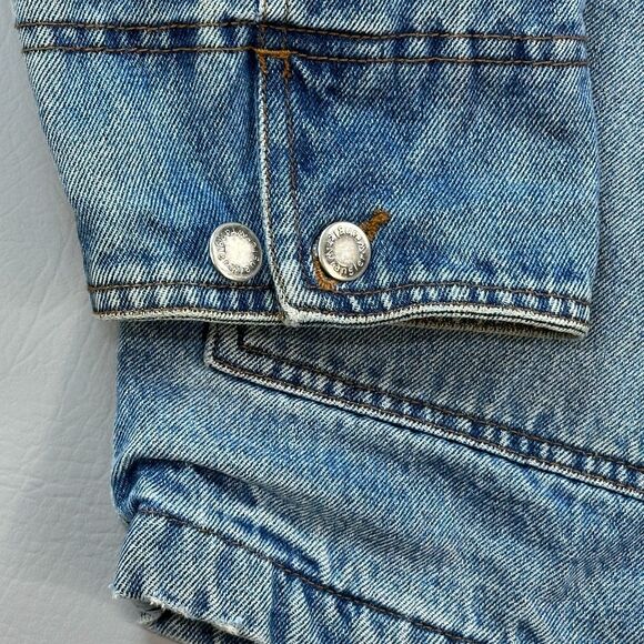 Vintage Wrangler hero Jacket Mens Medium Blue Denim Blanket Lined Utility Chore - Picture 2 of 16